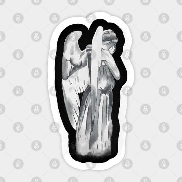 Weeping angel - Doctor Who - black Sticker by Uwaki